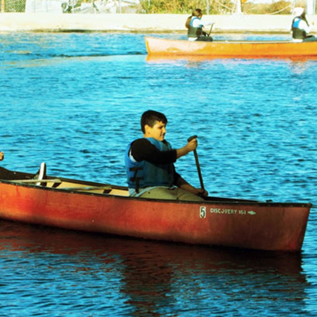 Students enjoy canoeing during outdoor Science Camp!