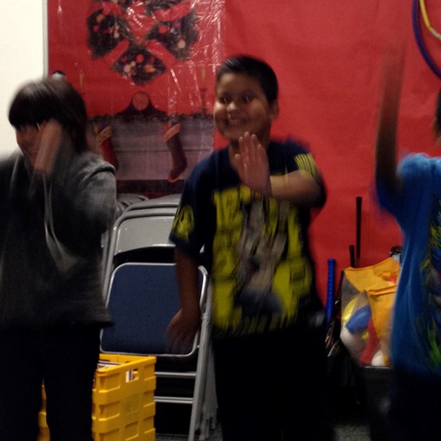 Doing some groovy dance moves!