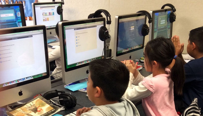 Students use our computer lab to finish up some Accelerated Reading quizzes!